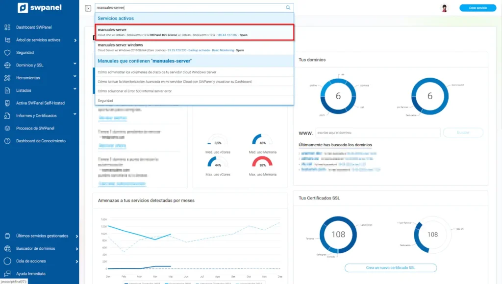 Cómo gestionar las actualizaciones de mi servidor Cloud con SWPanel
