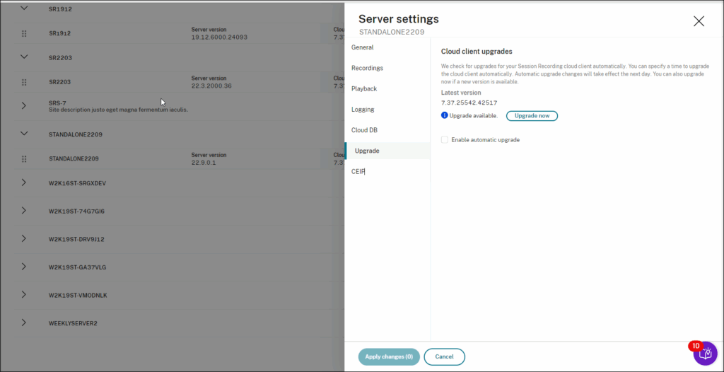 Programar actualizaciones de versión del cliente de la nube