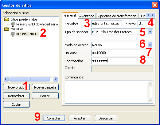 Configurar conexión FTP