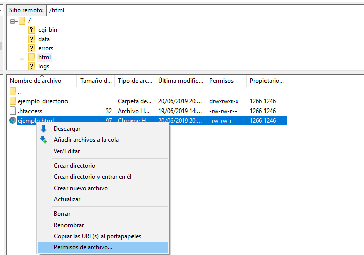 Cambiar permisos de directorios y ficheros alojados en un hosting ...