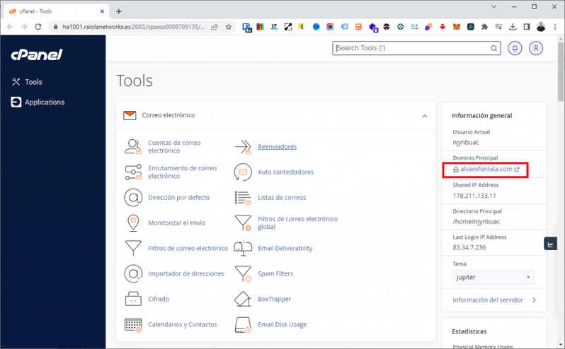 Añadir un nuevo dominio o subdominio a cPanel