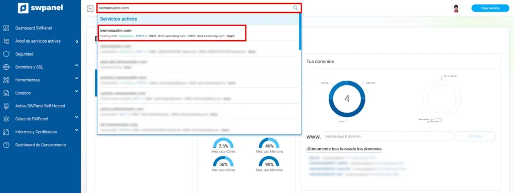 Cómo crear un acceso al SWPanel para gestionar una cuenta de correo