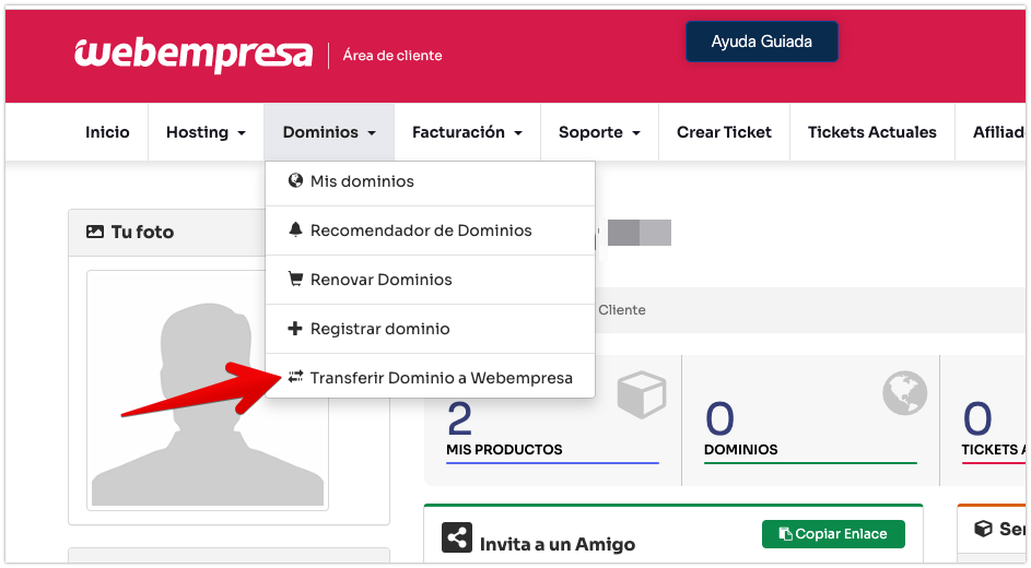 Transferencia de dominios - Preguntas Frecuentes webempresa.com