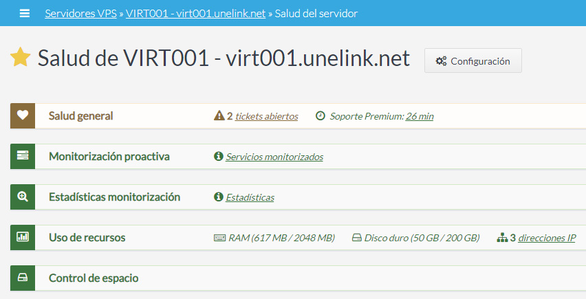 Ampliamos el Sistema de Salud para servidores dedicados y VPS ...