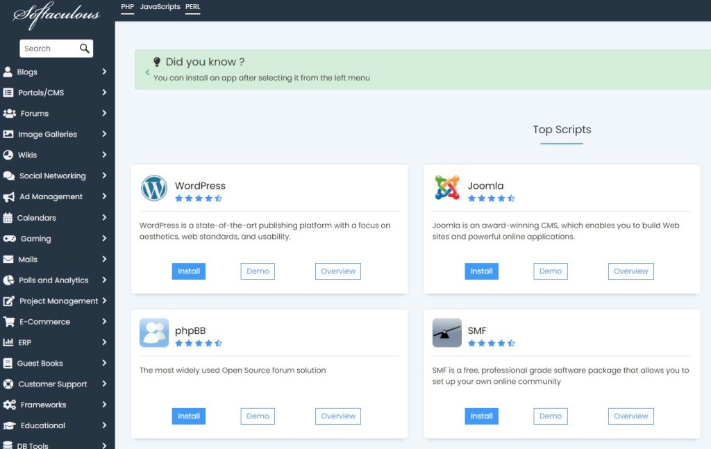 Cómo instalar aplicaciones web con Softaculous en cPanel