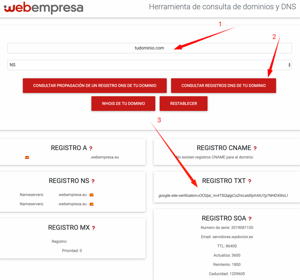Verificar tu dominio en Google con un registro TXT - Preguntas ...