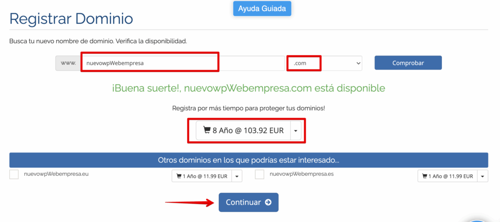 Cómo registrar un dominio en Webempresa - Preguntas Frecuentes ...
