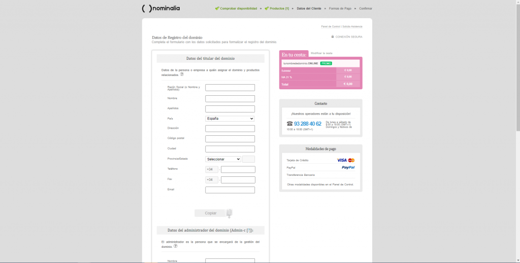 Qué debo saber para registrar mi dominio en Nominalia?